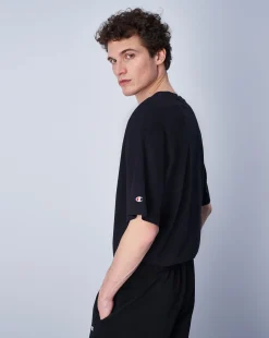 Champion T-Shirt In Cotone Con Logo Champion Nero Uomo