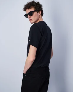 Champion T-Shirt In Cotone Con Logo Grande Nero Uomo