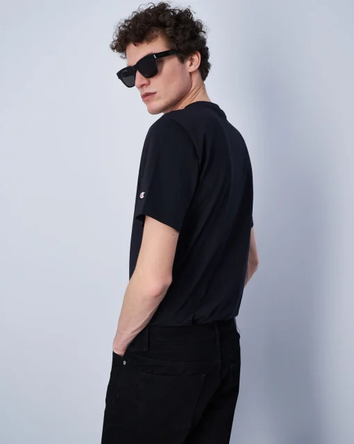 Champion T-Shirt In Cotone Con Logo Grande Nero Uomo