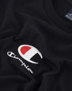 Champion T-Shirt In Cotone Con Logo Champion Nero Uomo