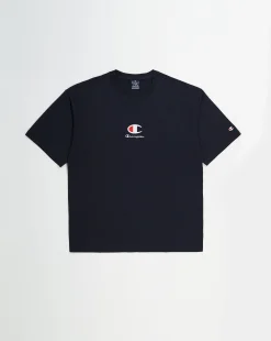 Champion T-Shirt In Cotone Con Logo Champion Nero Uomo