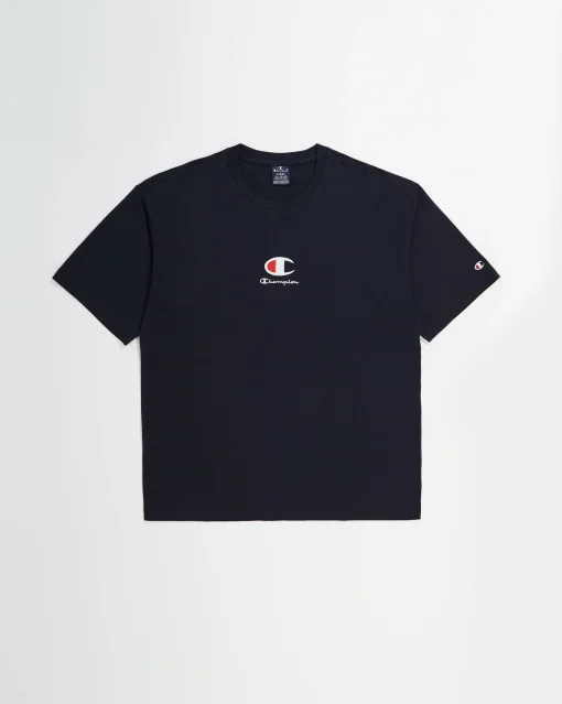 Champion T-Shirt In Cotone Con Logo Champion Nero Uomo