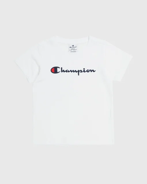 Champion T-shirt In Jersey Con Logo Bianco Bambina