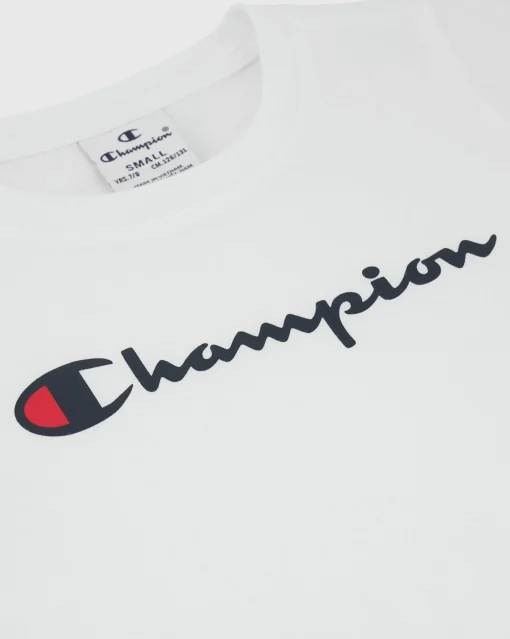 Champion T-shirt In Jersey Con Logo Bianco Bambina