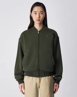 Felpa Bomber Script Shop Verde Donna