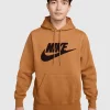 Felpa Con Cappuccio Club Fleece Marrone Uomo