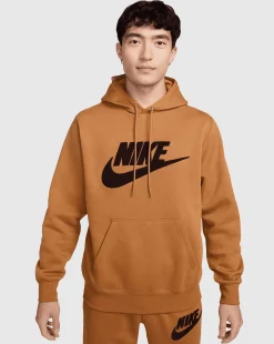 Felpa Con Cappuccio Club Fleece Marrone Uomo