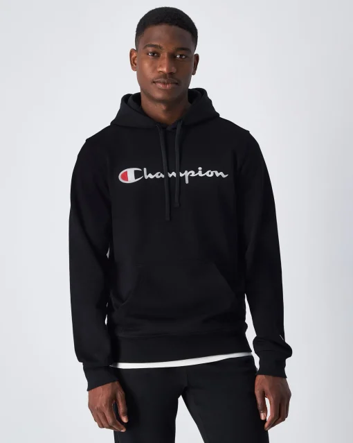 Felpa con cappuccio con logo grande Nero Uomo