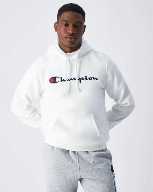 Felpa con cappuccio con logo grande Bianco Uomo