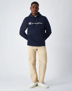 Felpa con cappuccio con logo grande Blu Uomo