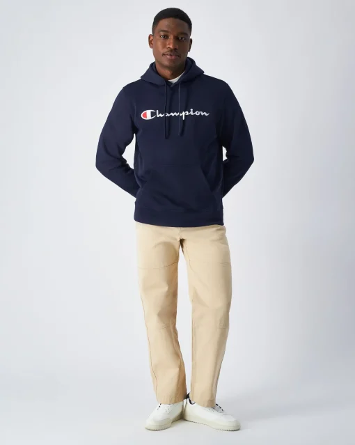 Felpa con cappuccio con logo grande Blu Uomo