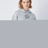 Felpa Con Cappuccio Corta in Fleece Grigio Donna
