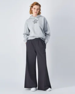 Felpa Con Cappuccio Corta in Fleece Grigio Donna