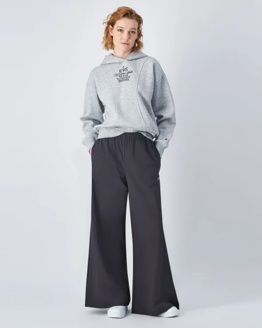 Felpa Con Cappuccio Corta in Fleece Grigio Donna