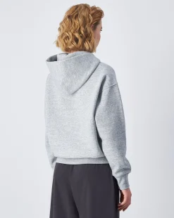Felpa Con Cappuccio Corta in Fleece Grigio Donna