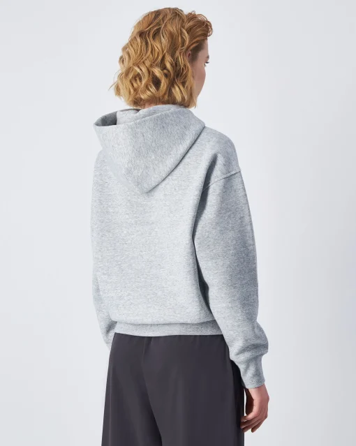 Felpa Con Cappuccio Corta in Fleece Grigio Donna