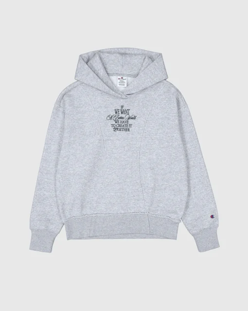 Felpa Con Cappuccio Corta in Fleece Grigio Donna