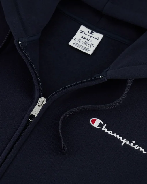 Felpa con cappuccio e cerniera con logo piccolo Blu Donna