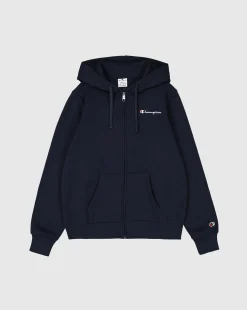 Felpa con cappuccio e cerniera con logo piccolo Blu Donna