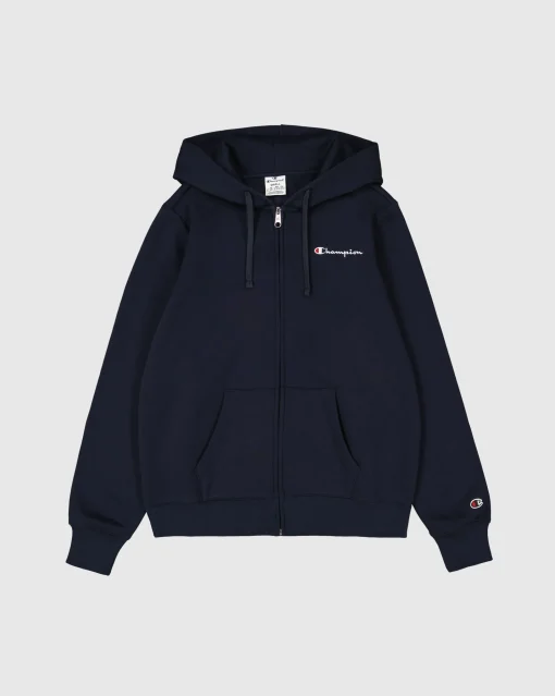 Felpa con cappuccio e cerniera con logo piccolo Blu Donna
