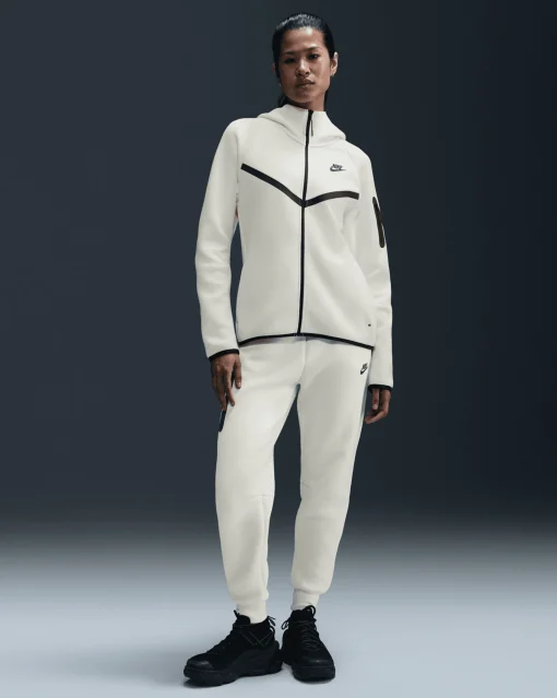 Felpa con cappuccio e zip a tutta lunghezza Tech Fleece Bianco Donna