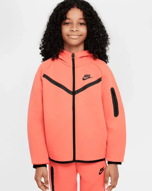 Felpa con cappuccio e zip a tutta lunghezza - Tech Fleece Rosa Bambina
