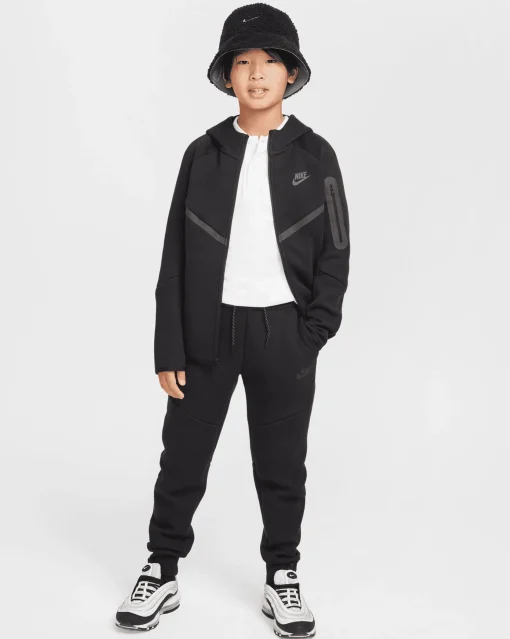 Felpa con cappuccio e zip a tutta lunghezza Tech Fleece Nero Bambino