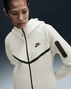 Felpa con cappuccio e zip a tutta lunghezza Tech Fleece Bianco Donna