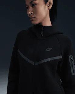 Felpa con cappuccio e zip a tutta lunghezza - Tech Fleece Nero Donna