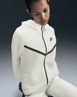 Felpa con cappuccio e zip a tutta lunghezza Tech Fleece Bianco Donna