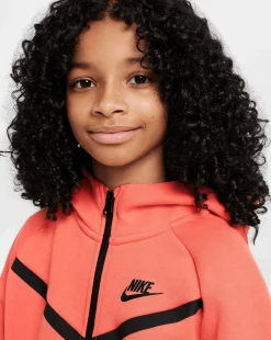 Felpa con cappuccio e zip a tutta lunghezza - Tech Fleece Rosa Bambina