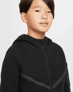 Felpa con cappuccio e zip a tutta lunghezza Tech Fleece Nero Bambino