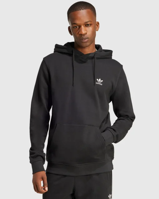 Felpa Con Cappuccio Essentials French Terry Nero Uomo