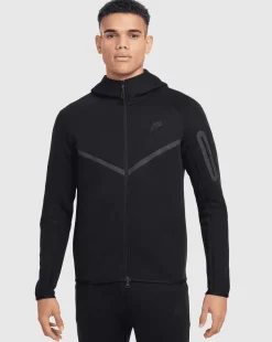 Felpa con cappuccio Windrunner e zip a tutta lunghezza Nero Uomo