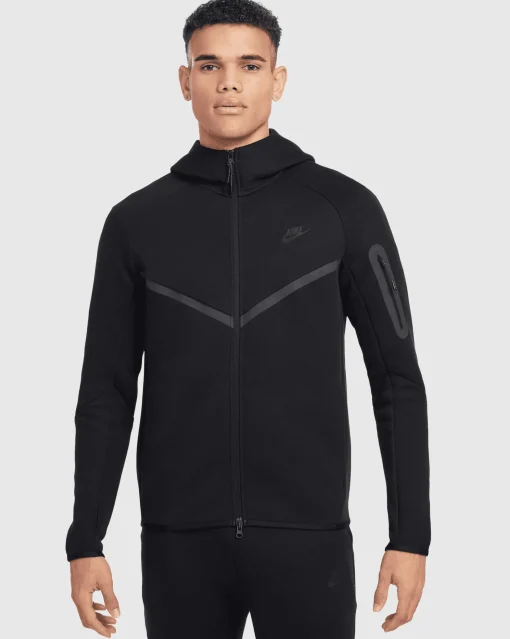 Felpa con cappuccio Windrunner e zip a tutta lunghezza Nero Uomo