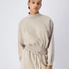 Felpa con collo medio-alto e lavaggio vintage Marrone Donna