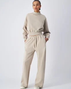 Felpa con collo medio-alto e lavaggio vintage Marrone Donna