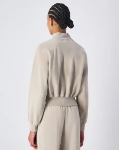 Felpa con collo medio-alto e lavaggio vintage Marrone Donna