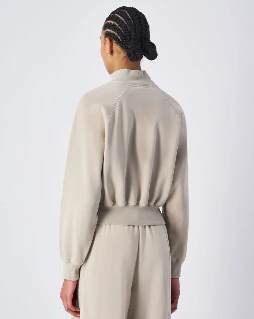 Felpa con collo medio-alto e lavaggio vintage Marrone Donna