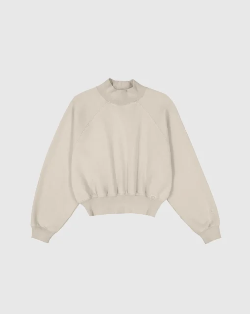 Felpa con collo medio-alto e lavaggio vintage Marrone Donna