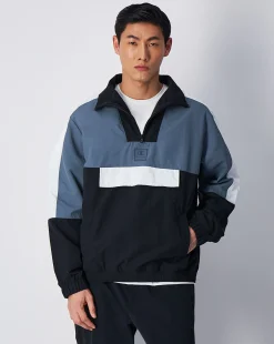 Felpa Con Mezza Zip E Tascone Nero Uomo