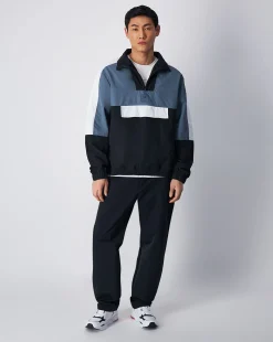 Felpa Con Mezza Zip E Tascone Nero Uomo