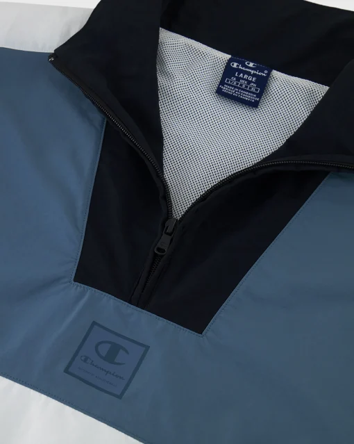 Felpa Con Mezza Zip E Tascone Nero Uomo