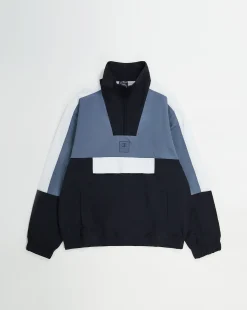 Felpa Con Mezza Zip E Tascone Nero Uomo