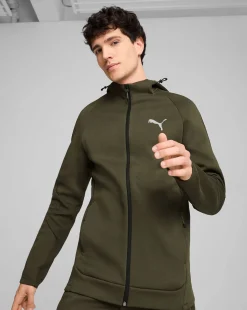 Felpa con zip integrale e cappuccio EVOSTRIPE Verde Uomo