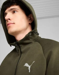 Felpa con zip integrale e cappuccio EVOSTRIPE Verde Uomo
