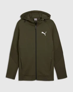 Felpa con zip integrale e cappuccio EVOSTRIPE Verde Uomo