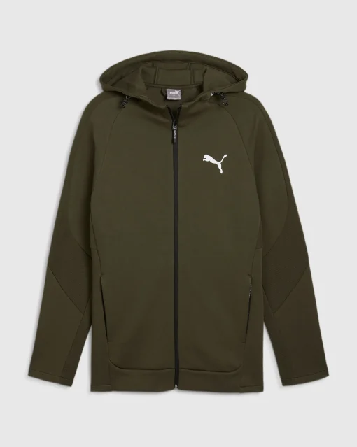 Felpa con zip integrale e cappuccio EVOSTRIPE Verde Uomo