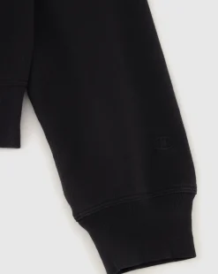 Felpa cropped con cappuccio e cerniera, lavaggio vintage Nero Donna