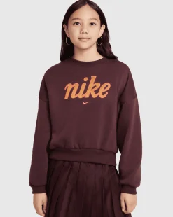 Felpa dal fit squadrato in fleece Rosso Bambina